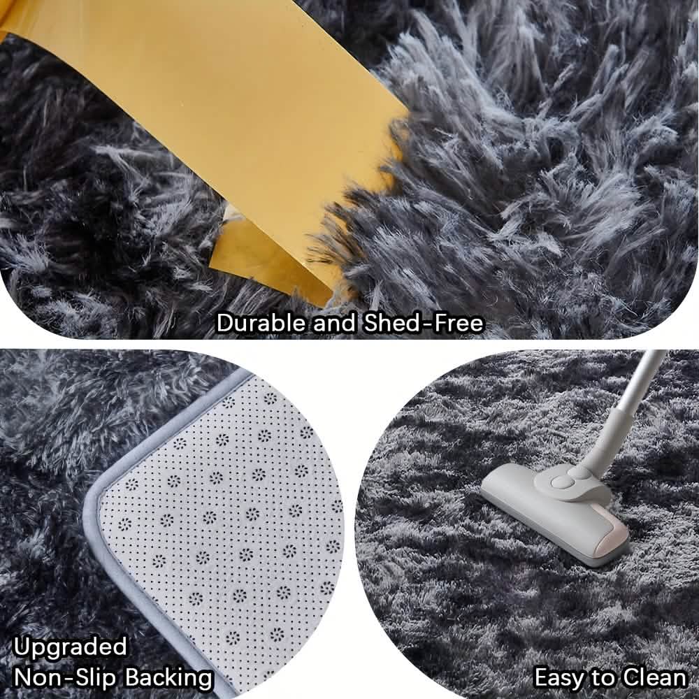 Light Gray Shaggy Area Rug – Soft Plush Indoor Carpet