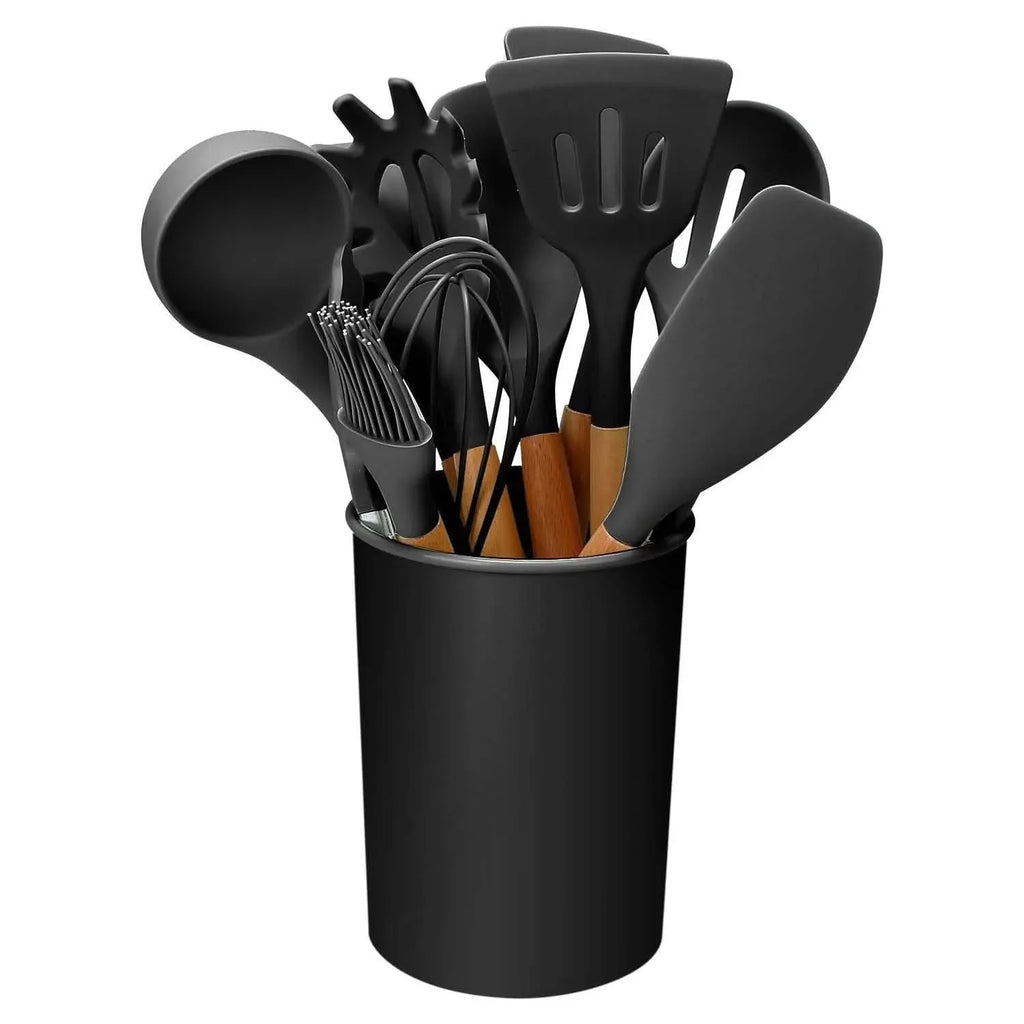 11-piece-silicone-cooking-utensil-set-kitchen-dining-black-dailysale-910694 - alphamona