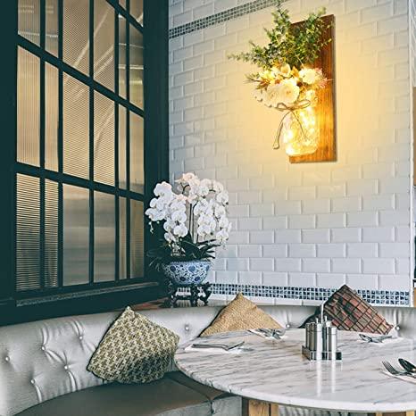 2 Pack Rustic  Jar Fairy Strip Lights Wall Decor Hydrangea Sconces Decorative Home Chic