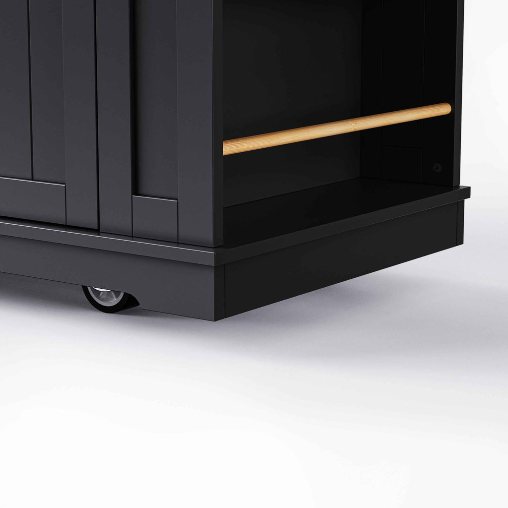 K & K 53 Inch Large Kitchen Island with Bar Stools and Power Outlet - Alphamona