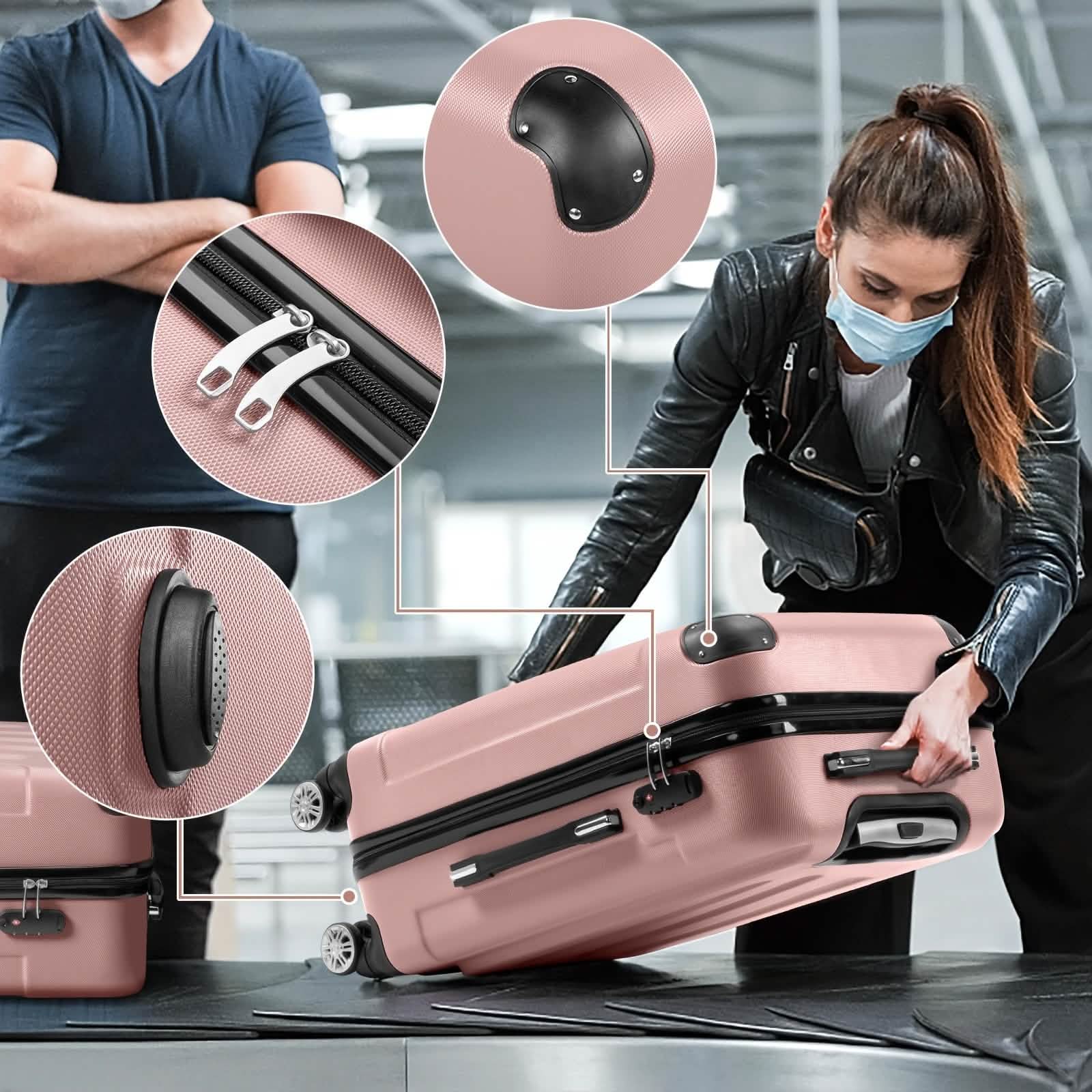 3-Piece Hard Shell Luggage Set with TSA Lock – 20/24/28 Inch 360° Spinner Wheels