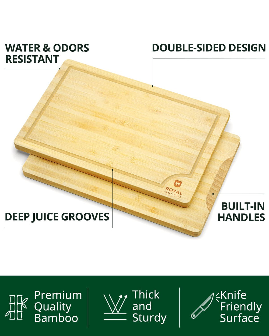 Cutting Board Set of 2, Bamboo