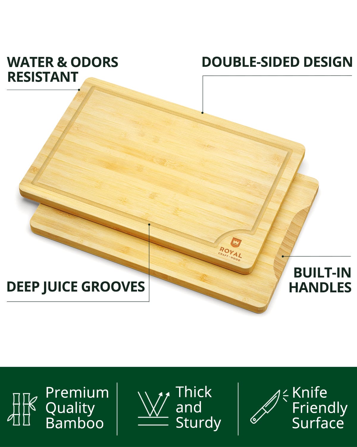 Cutting Board Set of 4 - Eco-Friendly Bamboo Cutting Board Set - Alphamona
