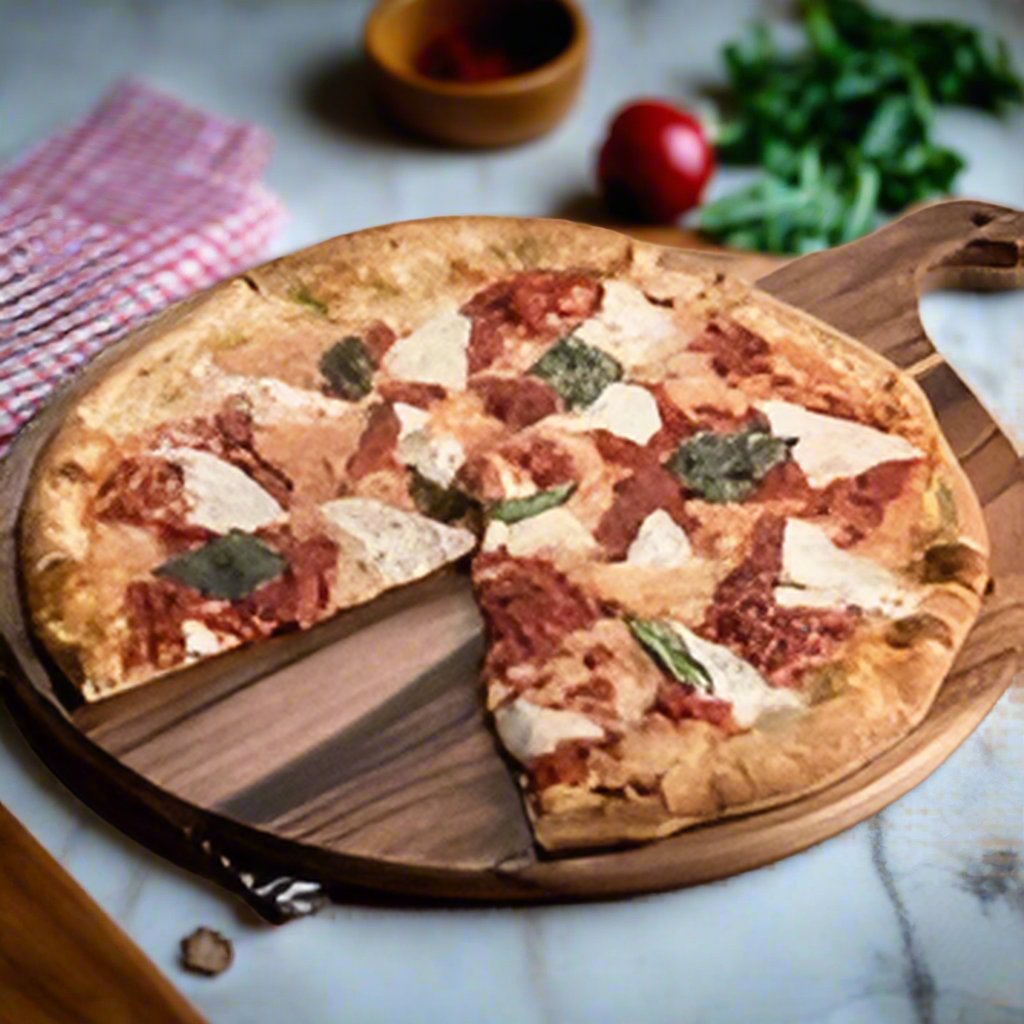 Acacia Wood Charcuterie Board - Round Cutting Board - Alphamona