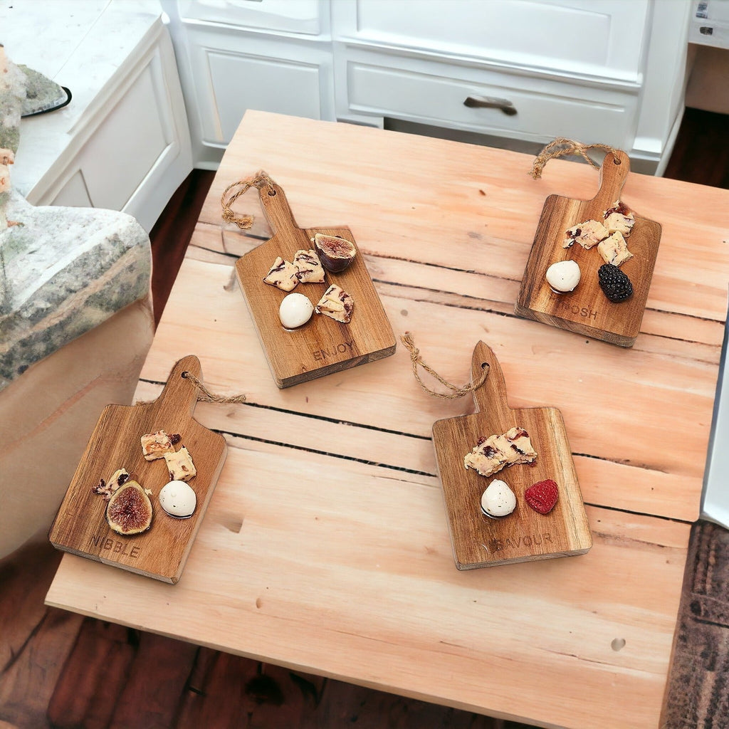 Acacia Charcuterie Boards Set Of 4 8x4.5in Small Serving Boards With Jute Hangs