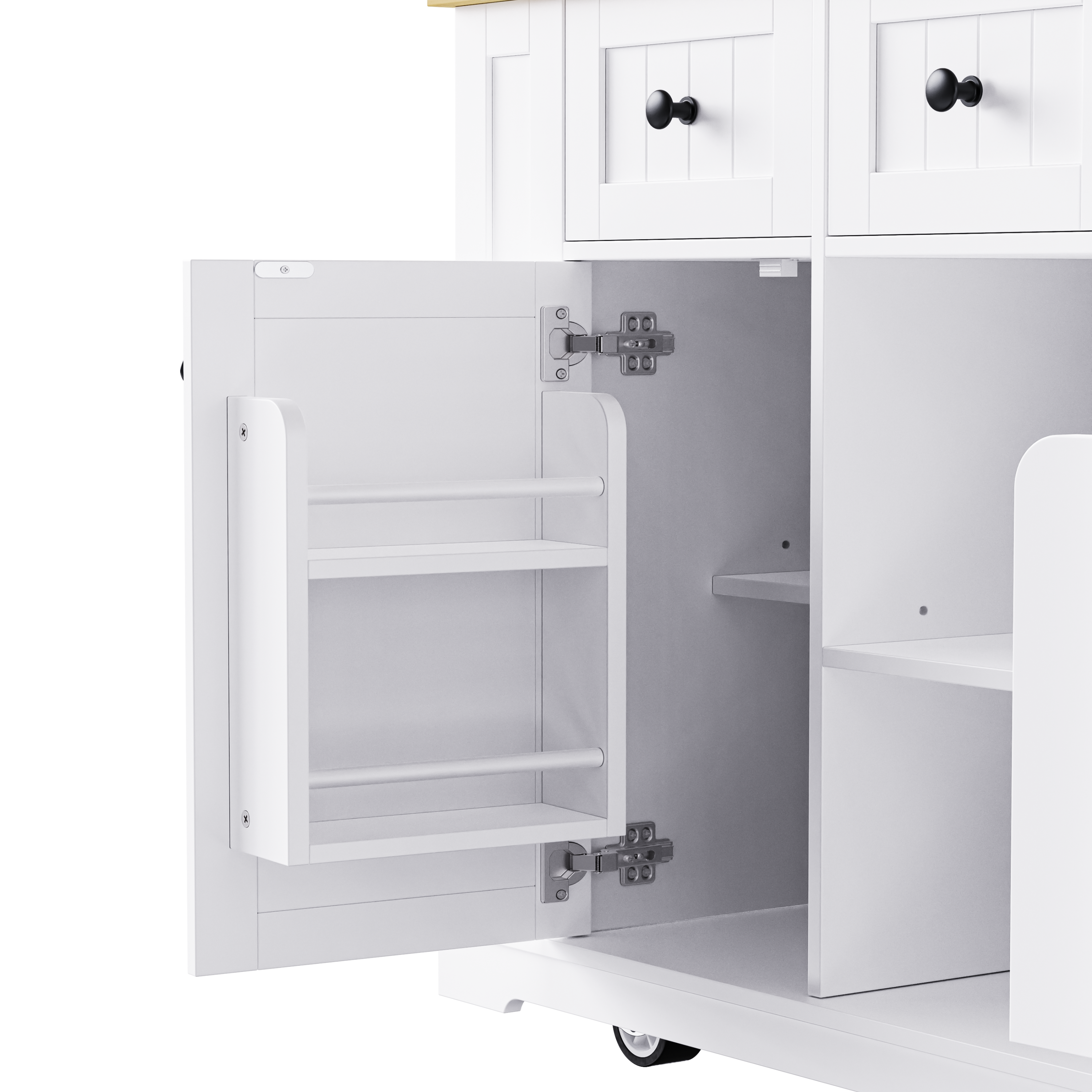 K&K 53 Inch Large Kitchen Island with Bar Stools and Power Outlet - Alphamona