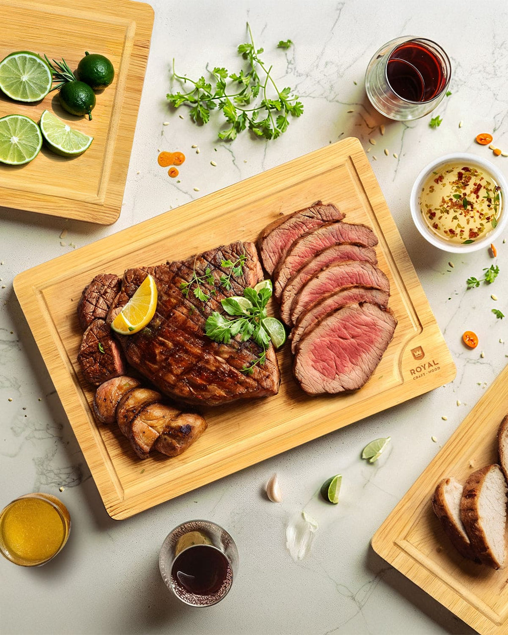 Cutting Board Set of 4 - Eco-Friendly Bamboo Cutting Board Set - Alphamona