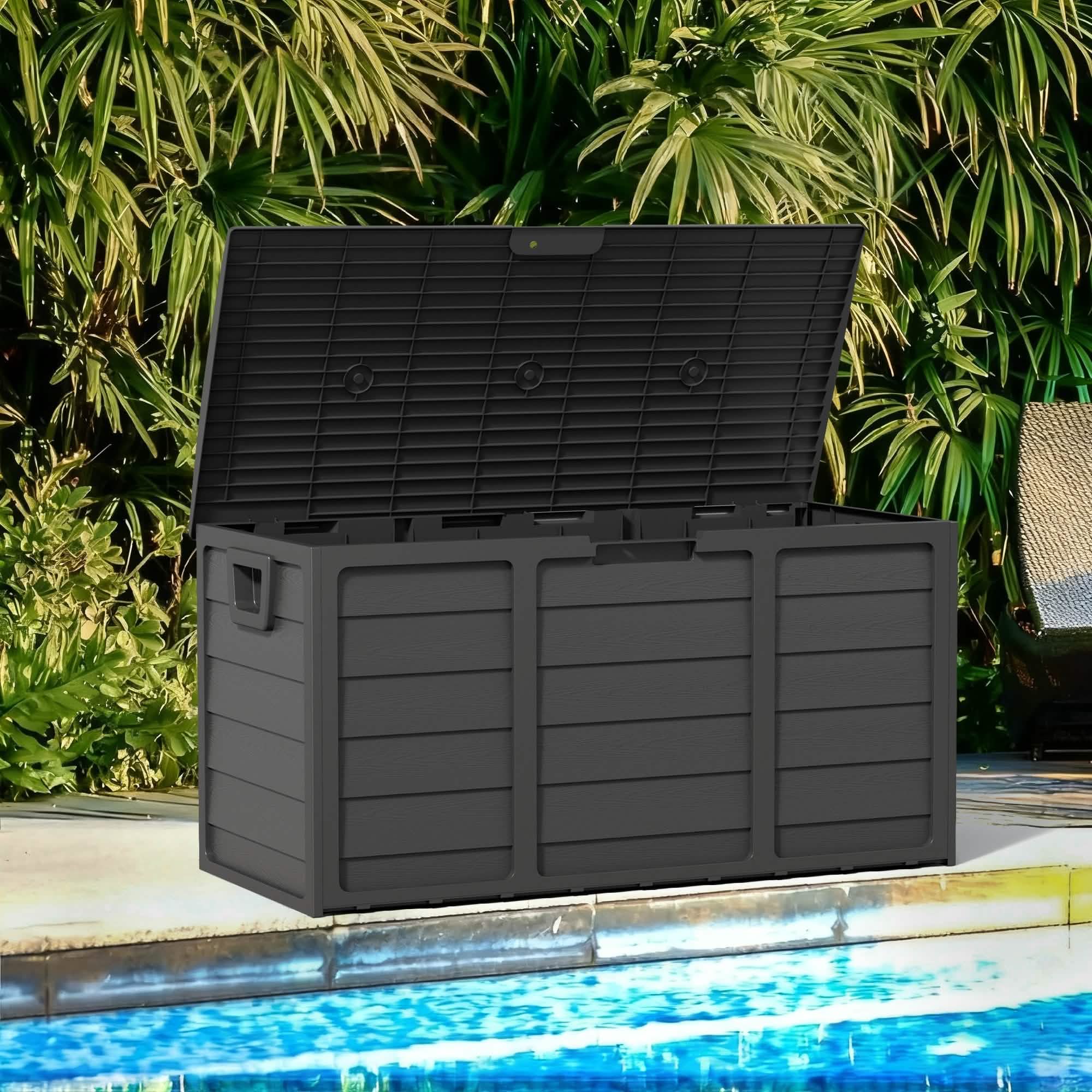 75-Gallon Outdoor Storage Box with Handles – Black