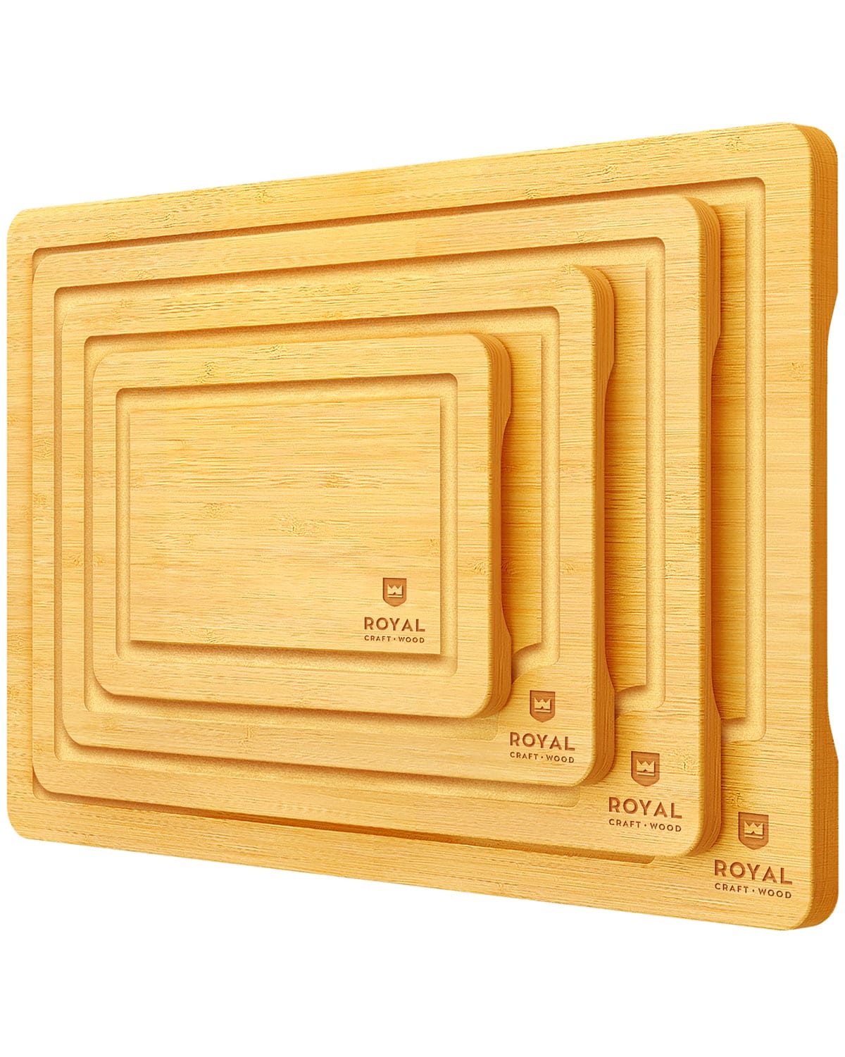 Cutting Board Set of 4 - Eco-Friendly Bamboo Cutting Board Set - Alphamona