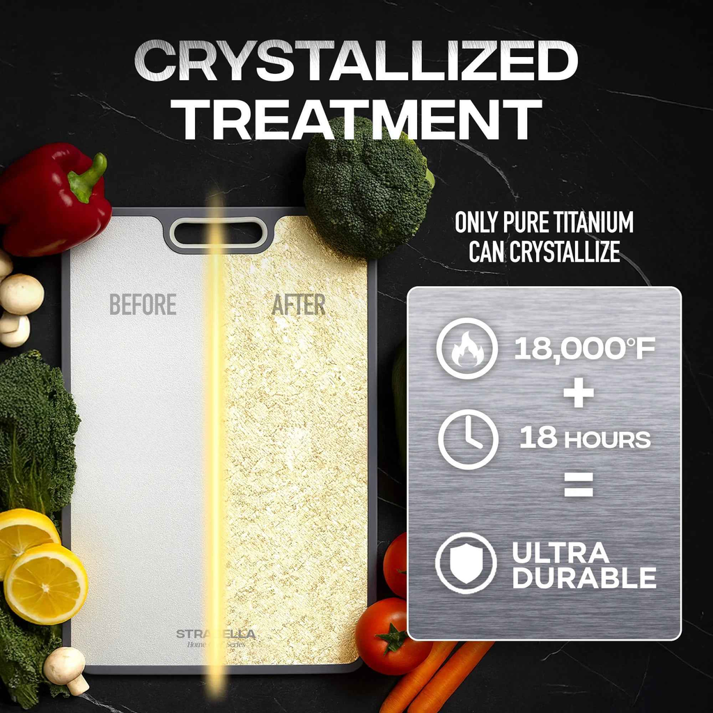 Strabella Titanium Cutting Board - Antibacterial, Scratch Resistant Holiday Gift Set for Every Kitchen - Alphamona