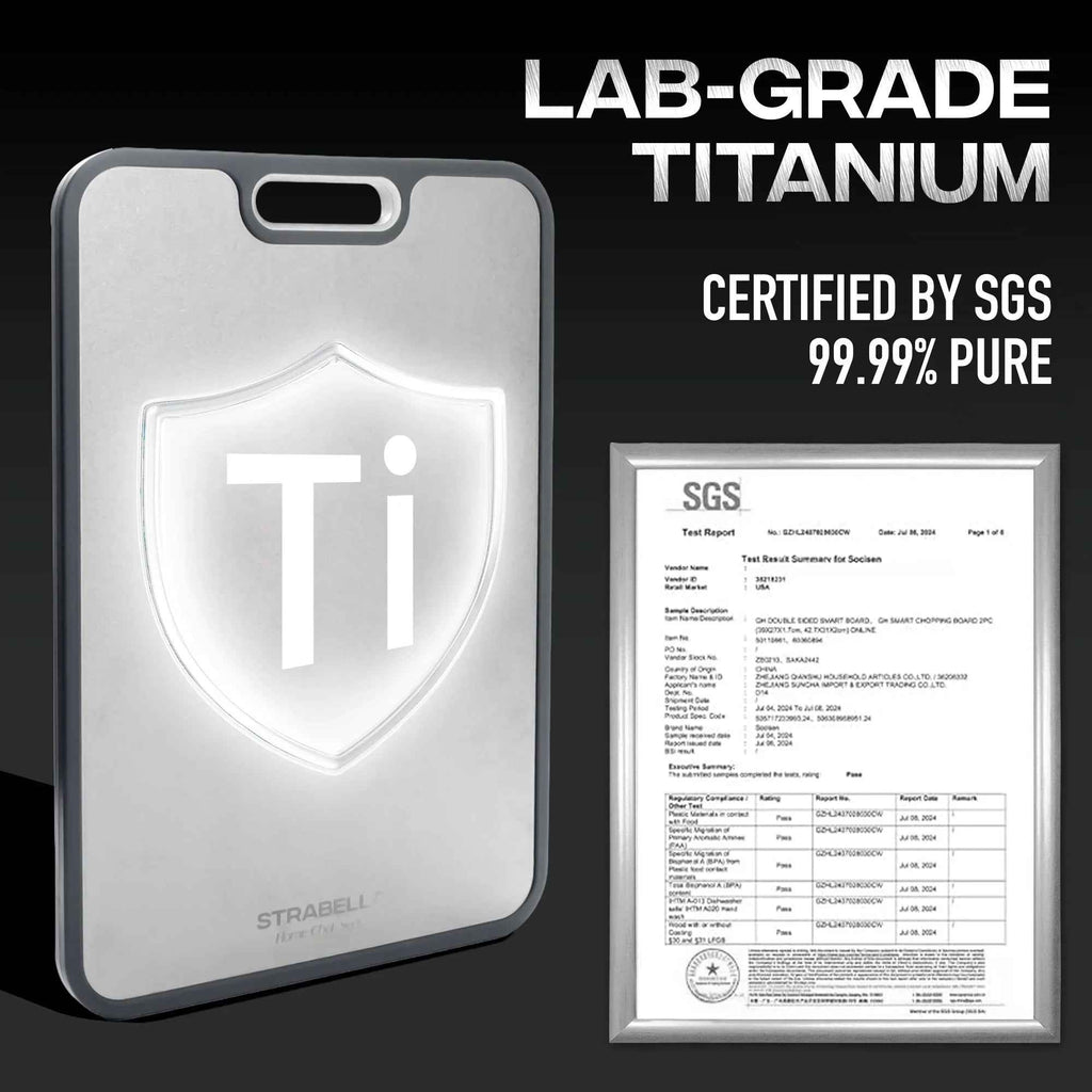 Strabella Titanium Cutting Board - Antibacterial, Scratch Resistant Holiday Gift Set for Every Kitchen - Alphamona