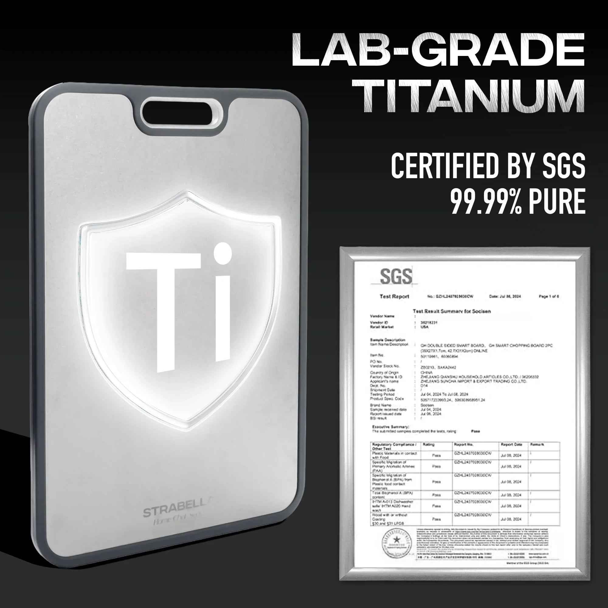 Strabella Titanium Cutting Board - Antibacterial, Scratch Resistant Holiday Gift Set for Every Kitchen - Alphamona