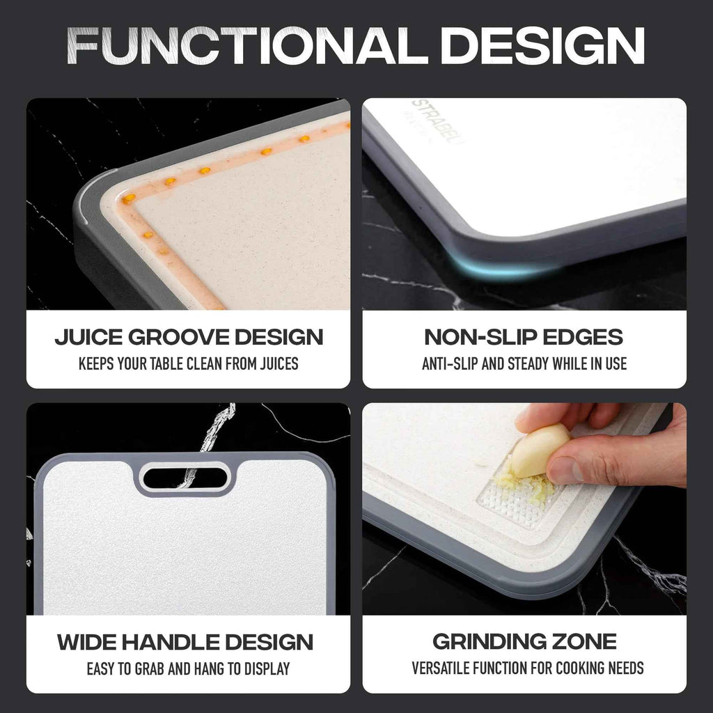 Strabella Titanium Cutting Board - Antibacterial, Scratch Resistant Holiday Gift Set for Every Kitchen - Alphamona