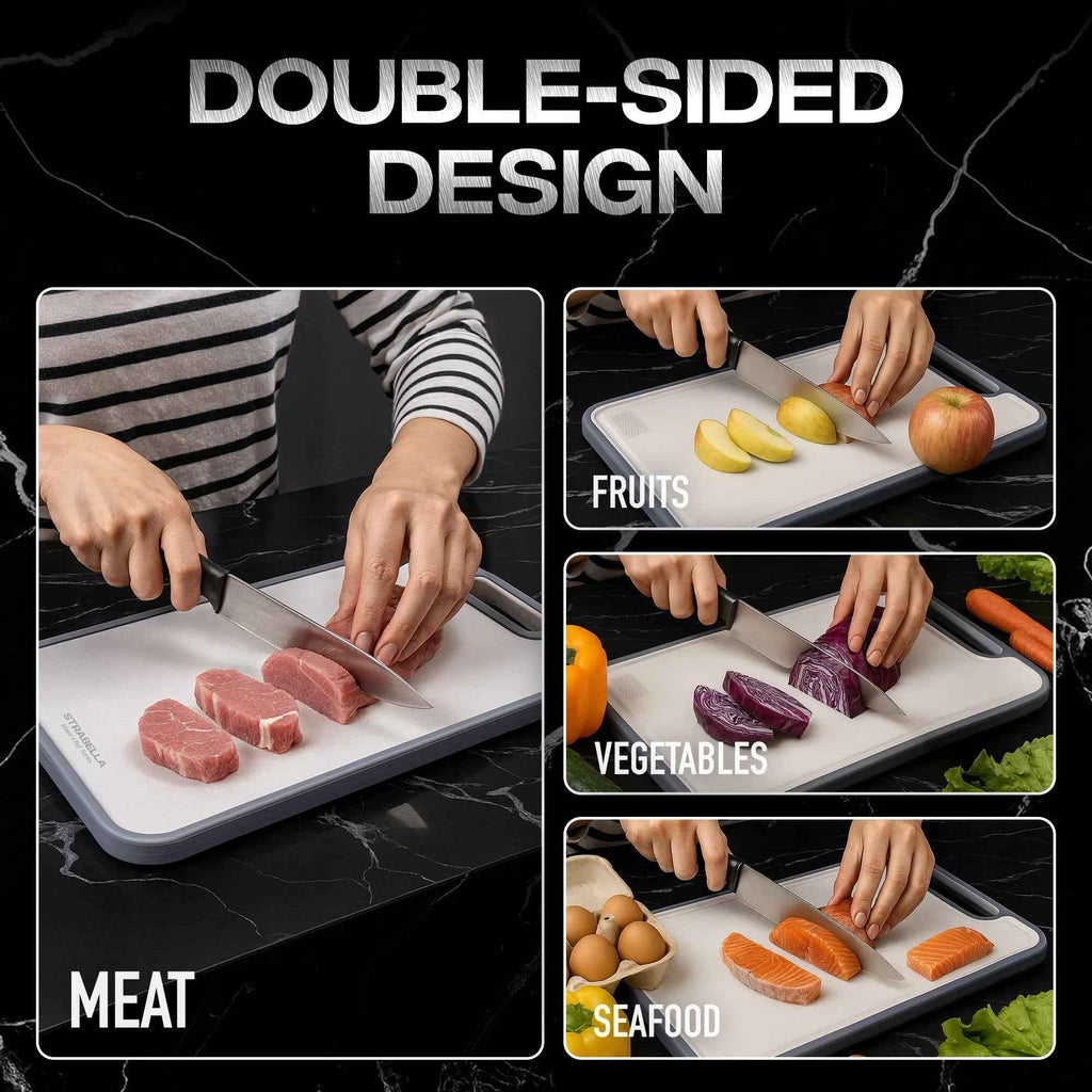 Strabella Titanium Cutting Board - Antibacterial, Scratch Resistant Holiday Gift Set for Every Kitchen - Alphamona