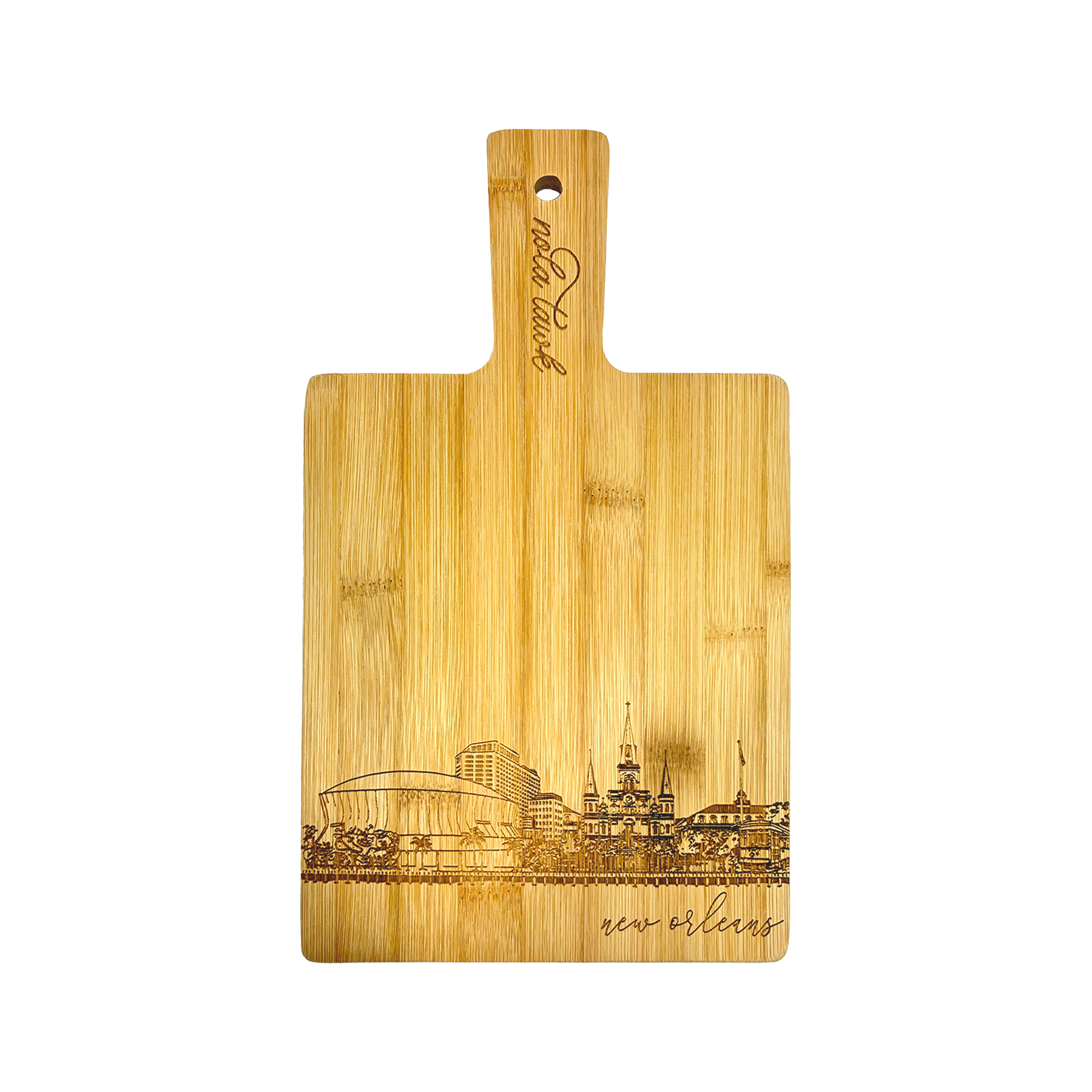 New Orleans Skyline Cutting Board - Bamboo Kitchen Essential - Alphamona