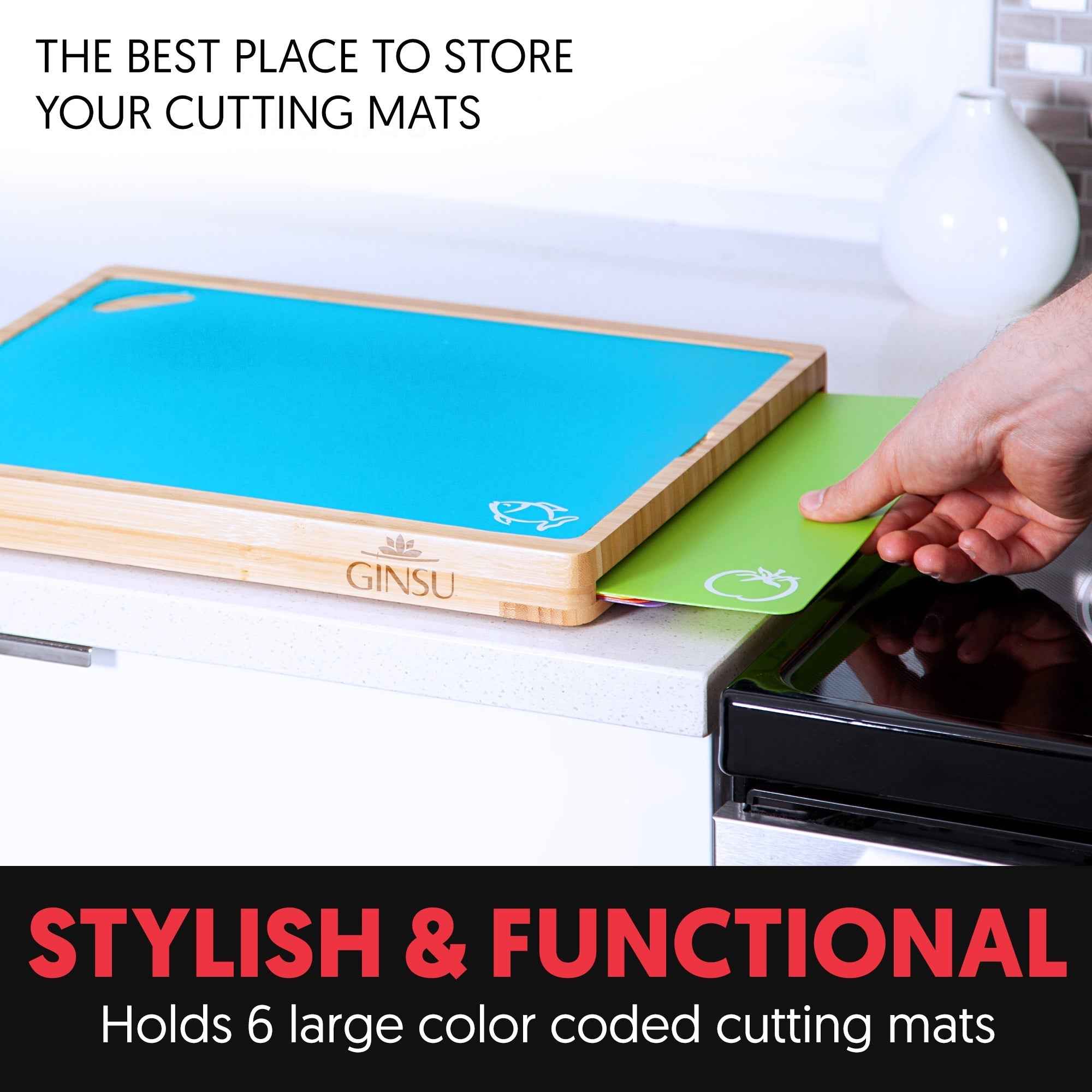 Ginsu Cutting Board Set - Bamboo Wood Cutting Boards for Every Kitchen - Alphamona