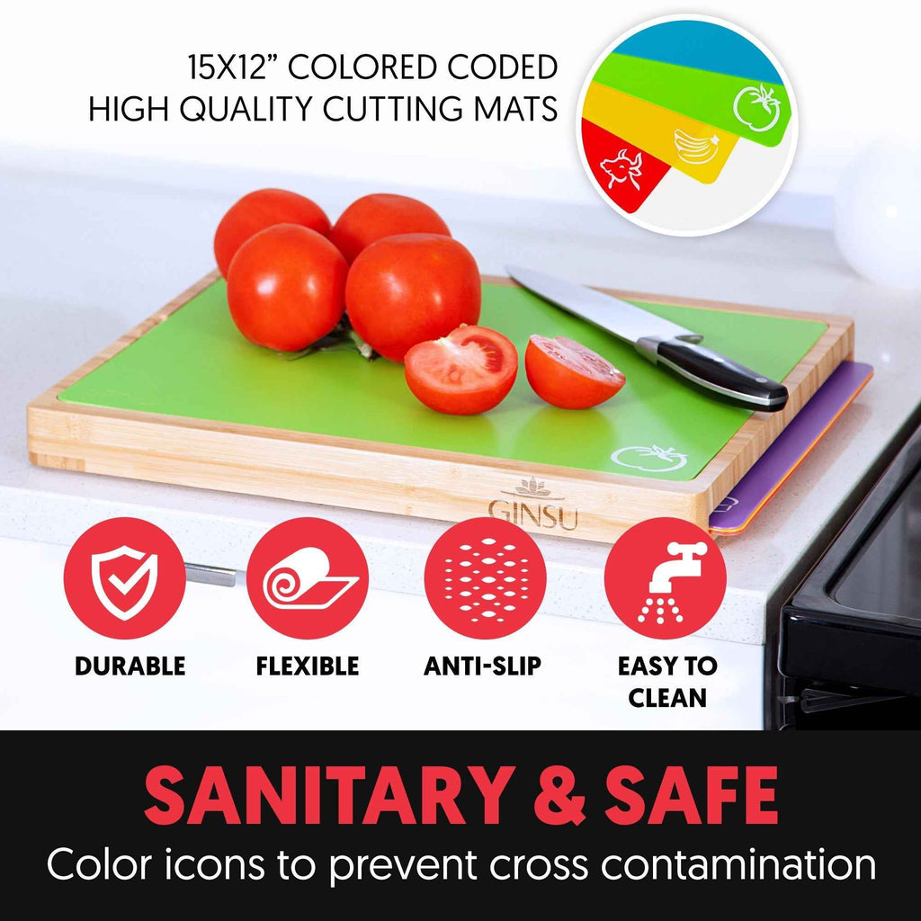 Ginsu Cutting Board Set - Bamboo Wood Cutting Boards for Every Kitchen - Alphamona