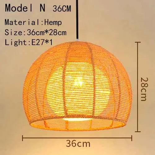 Bamboo Hanging Lamp - Hand Knitted Wood Rattan Creative Light Fixture - Alphamona