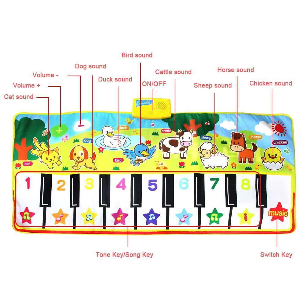 Musical Mat With Animal Voice Baby Piano Playing Carpet.