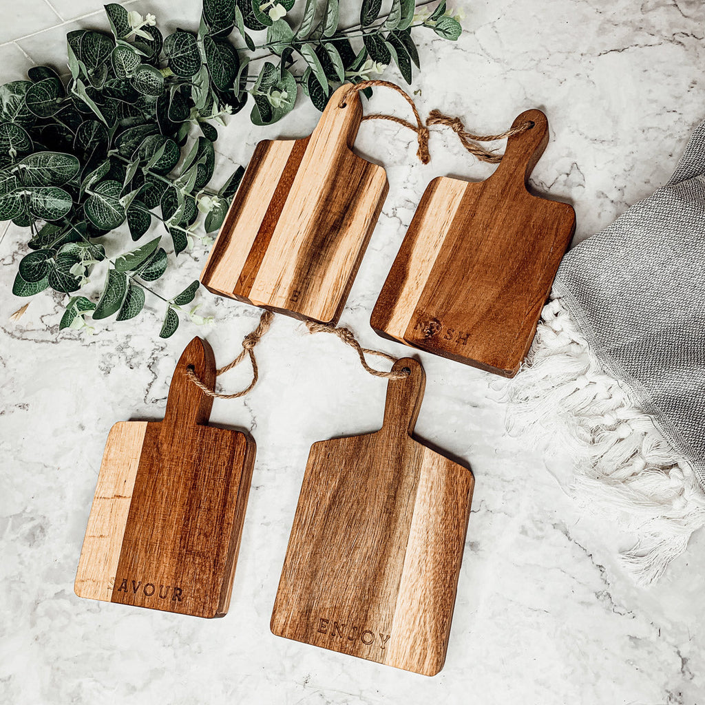 Acacia Charcuterie Boards Set Of 4 8x4.5in Small Serving Boards With Jute Hangs