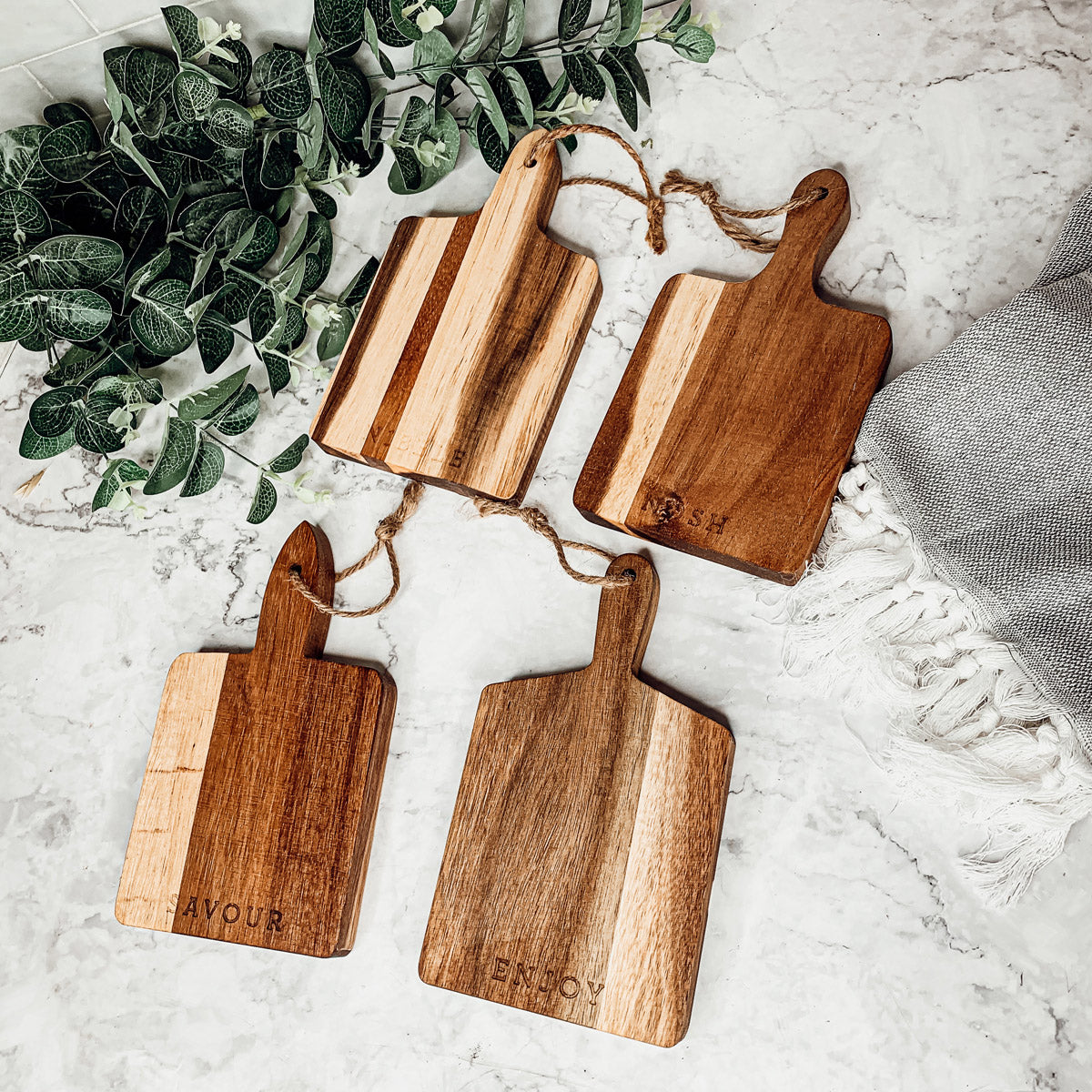 Acacia Charcuterie Boards Set Of 4 8x4.5in Small Serving Boards With Jute Hangs