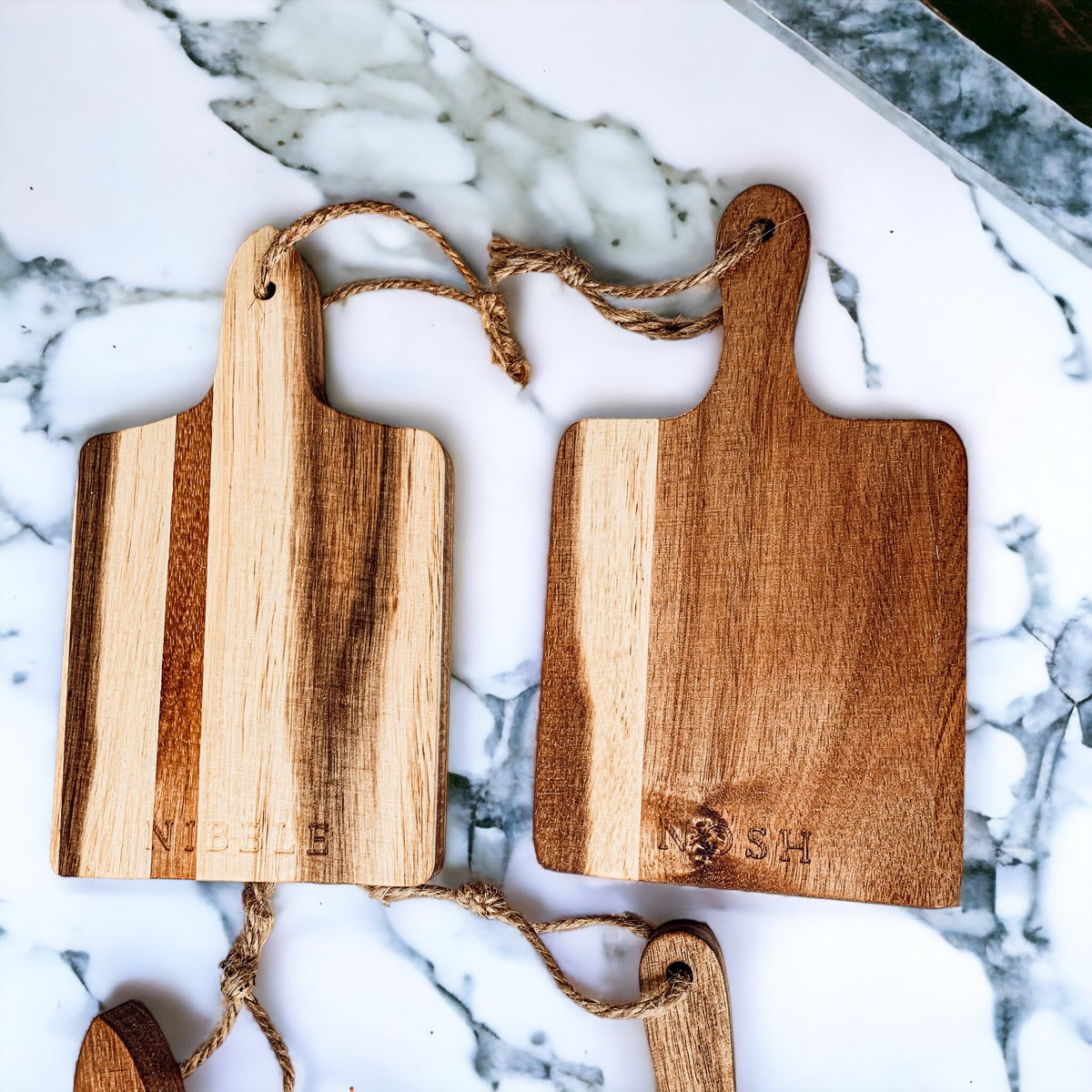 Acacia Charcuterie Boards Set Of 4 8x4.5in Small Serving Boards With Jute Hangs