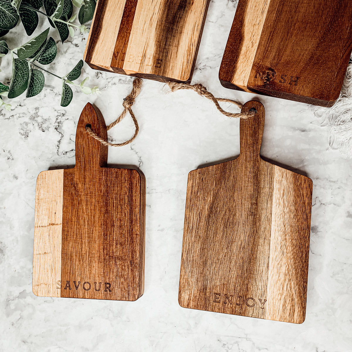 Acacia Charcuterie Boards Set Of 4 8x4.5in Small Serving Boards With Jute Hangs