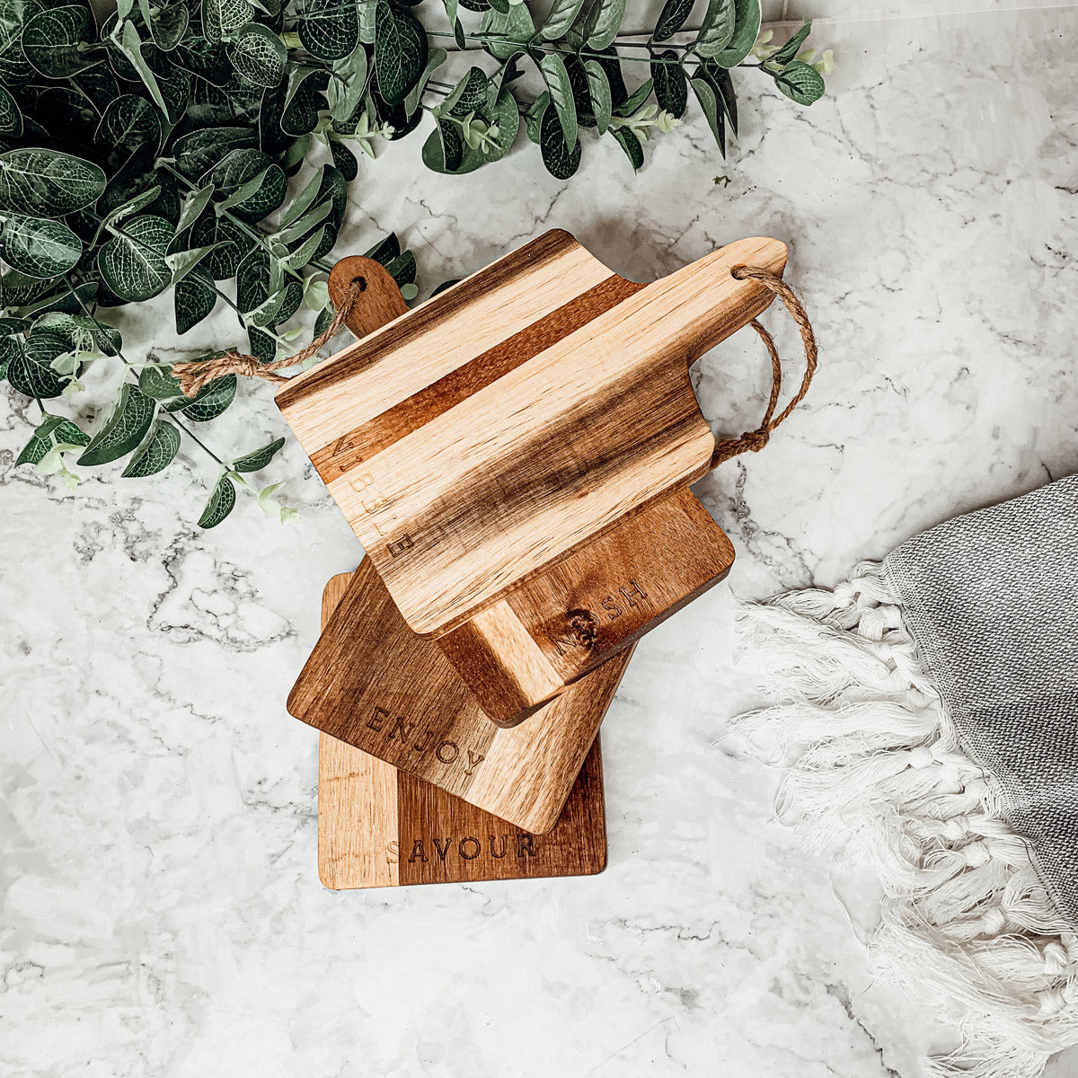 Acacia Charcuterie Boards Set Of 4 8x4.5in Small Serving Boards With Jute Hangs