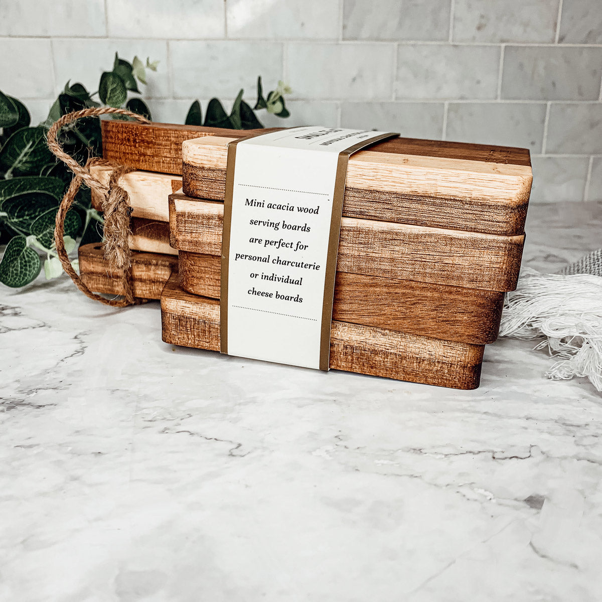 Acacia Charcuterie Boards Set Of 4 8x4.5in Small Serving Boards With Jute Hangs