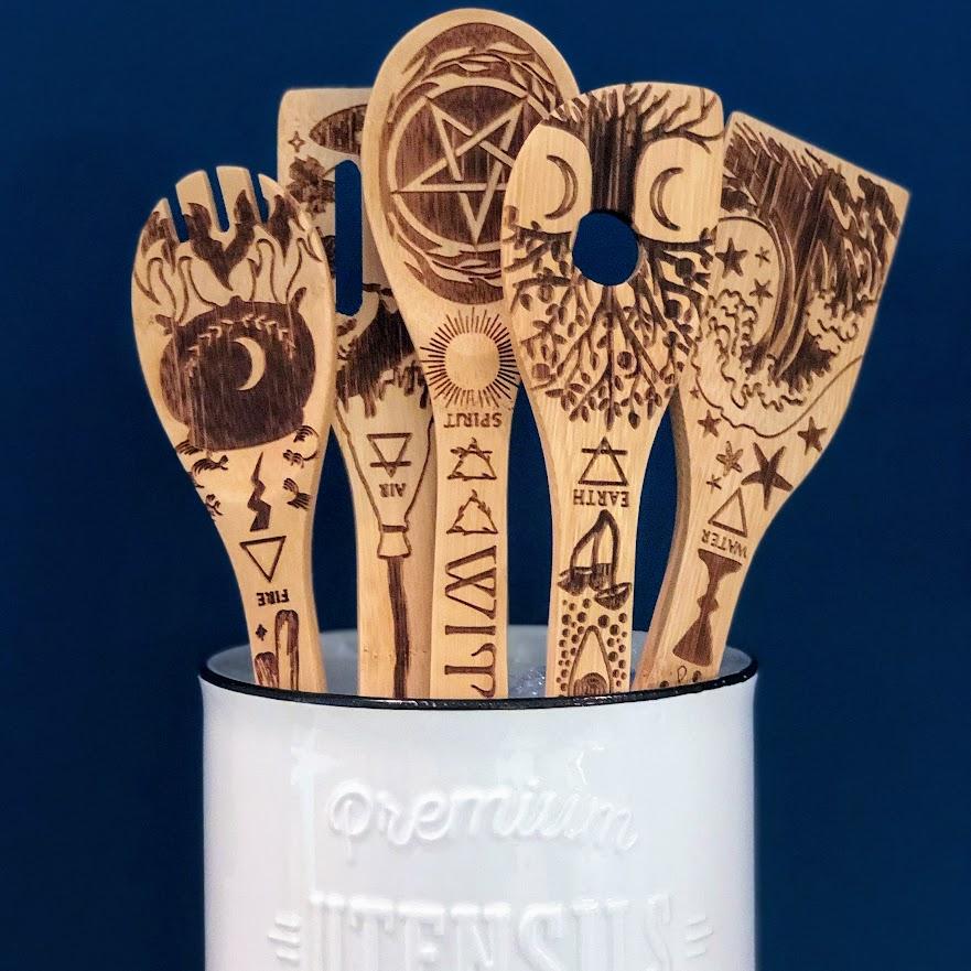 5 Elements Bamboo Kitchen Utensils Set for a Stylish Culinary Experience - Alphamona