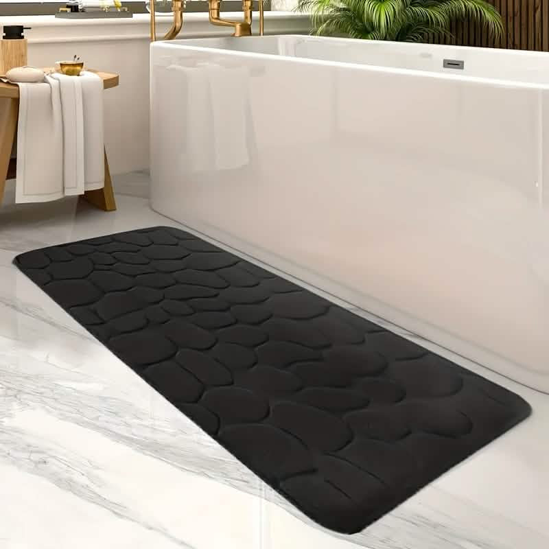 Ultra-Soft Memory Foam Bath Mat – Non-Slip, Absorbent (Gray Hexagon)