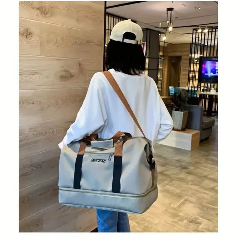 Nylon Duffel Bag for Travel – Large Capacity, Foldable, Shoe Compartment – Men & Women