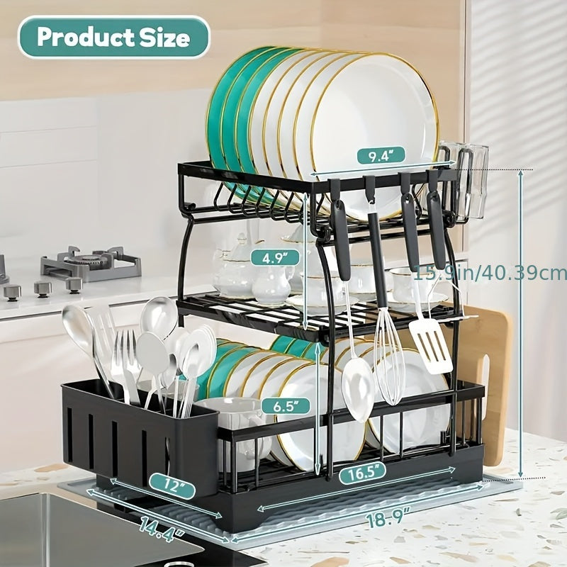 Black Metal Dish Rack – 2-Layer / 3-Layer