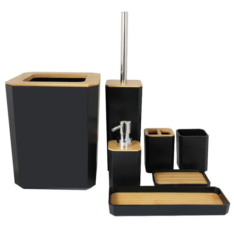 Bamboo Bathroom Accessories Set