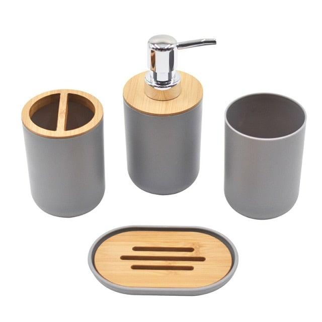 Bamboo Bathroom Accessories Set