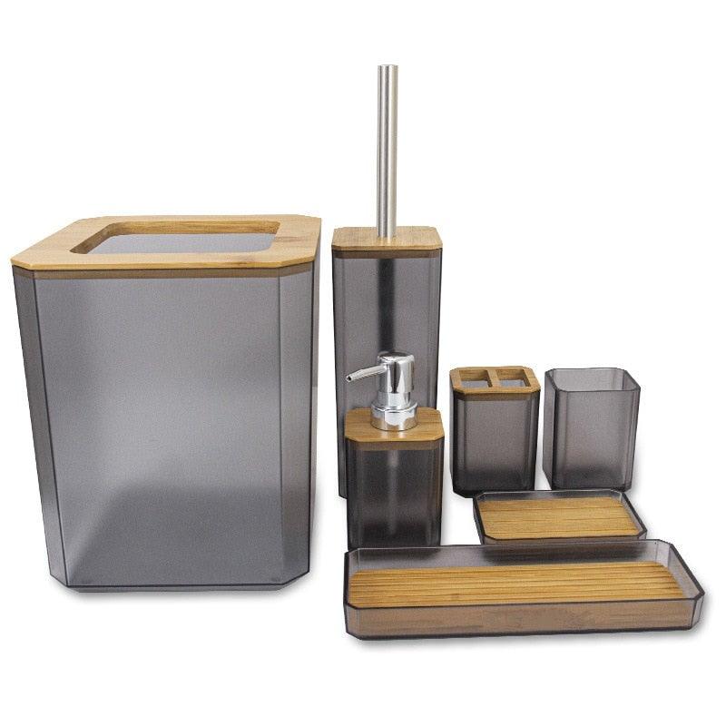 Bamboo Bathroom Accessories Set