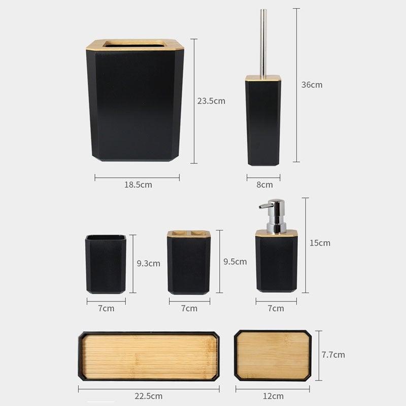 Bamboo Bathroom Accessories Set