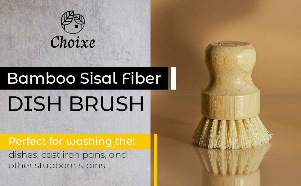 Bamboo Dish Brush with Firm Bristles for Eco-Friendly Cleaning of Dishes, Pans, and Produce - Alphamona