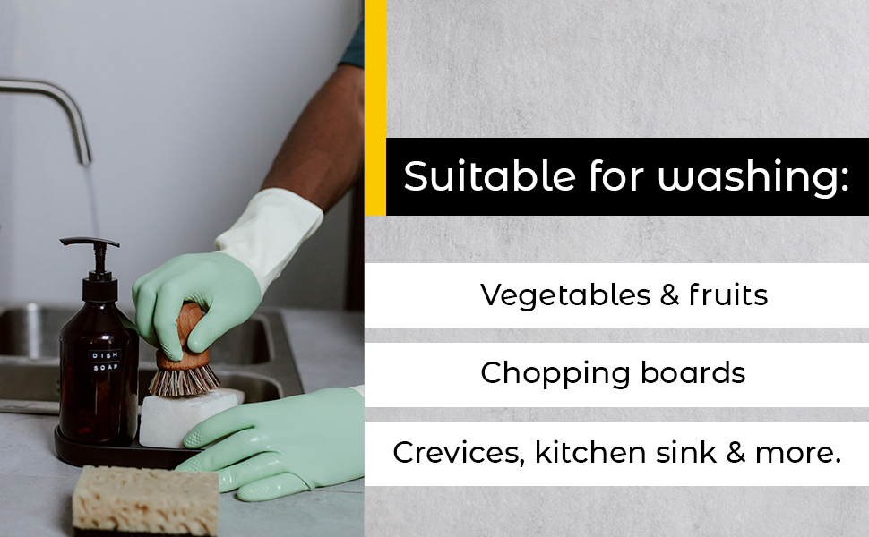 Bamboo Dish Brush with Firm Bristles for Eco-Friendly Cleaning of Dishes, Pans, and Produce - Alphamona