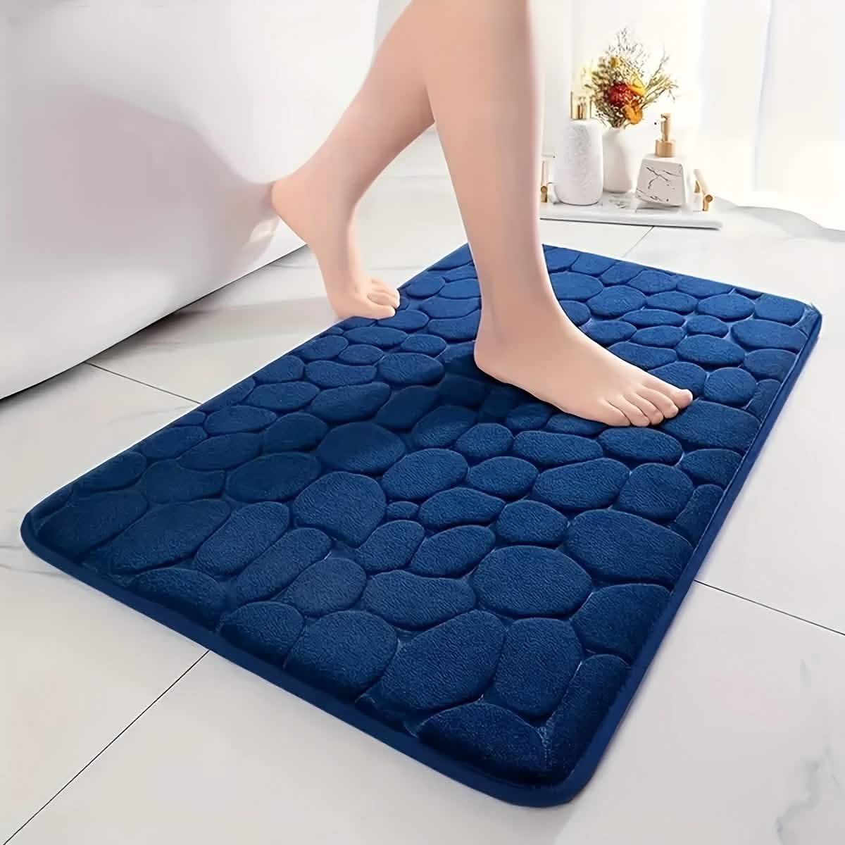 Ultra-Soft Memory Foam Bath Mat – Non-Slip, Absorbent (Gray Hexagon)
