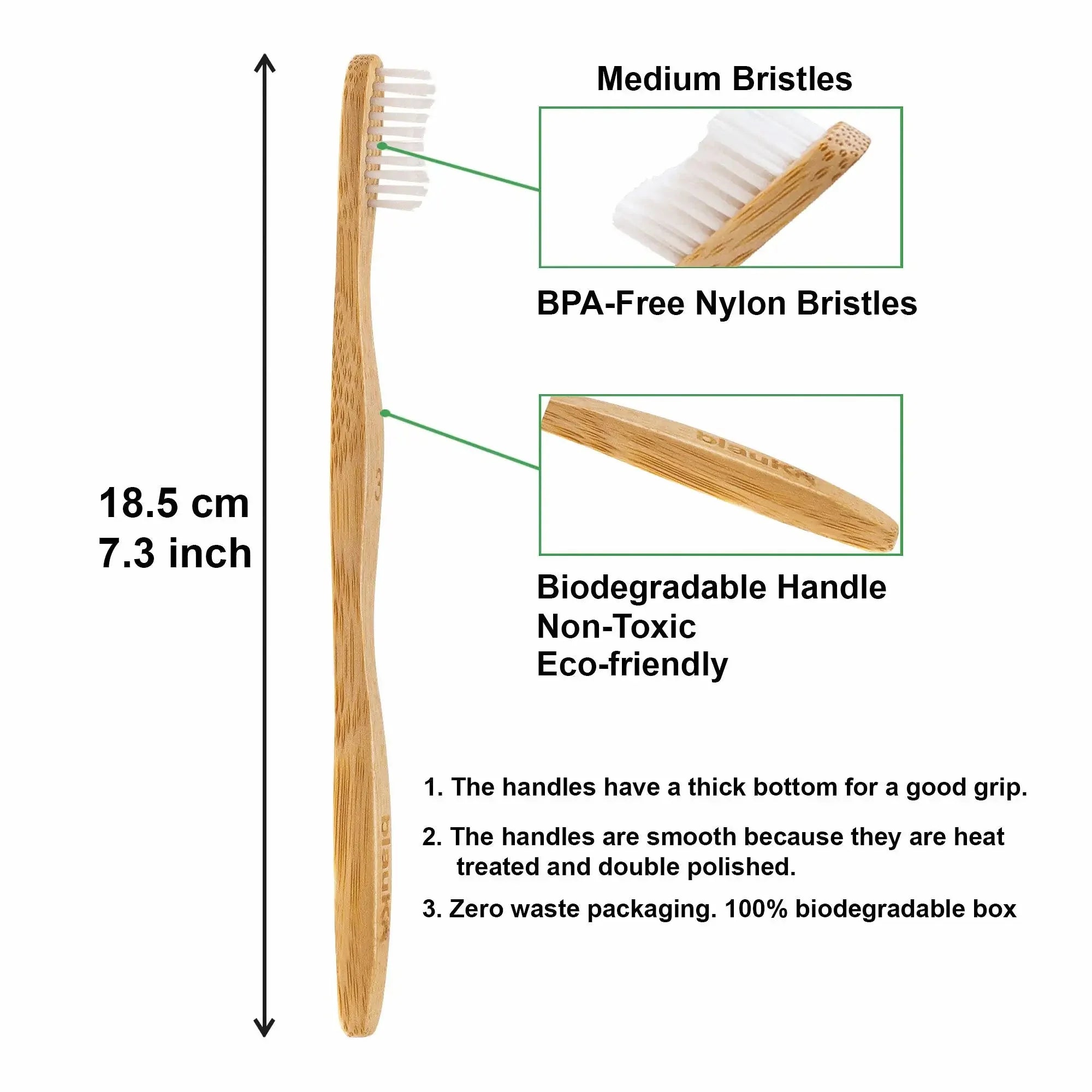 Eco-Friendly Bamboo Toothbrushes Set - Sustainable Oral Care Essentials (5-Pack) for Eco-Conscious Living - Alphamona