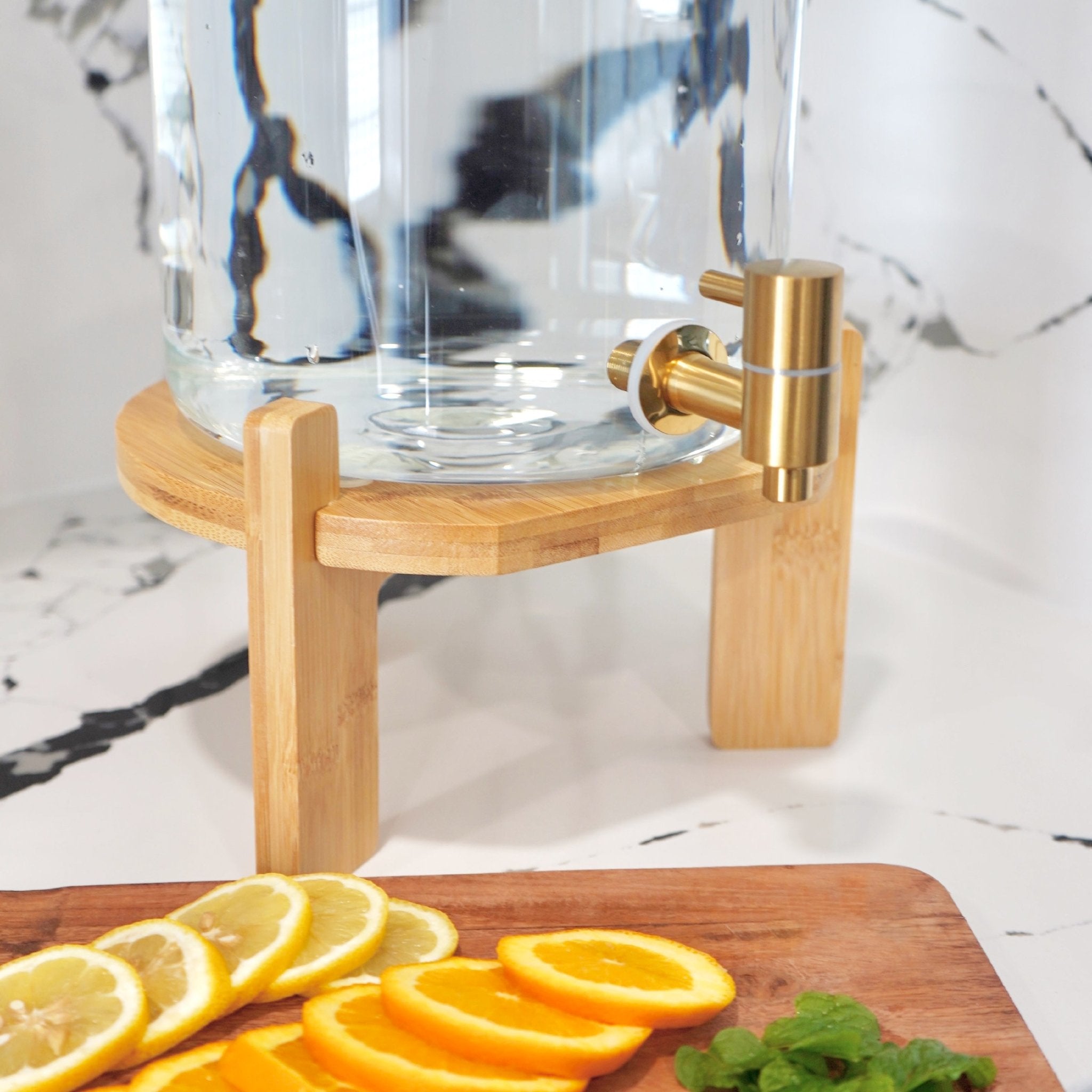 Glass Drink Dispenser with Stand for Entertaining and Serving - Alphamona