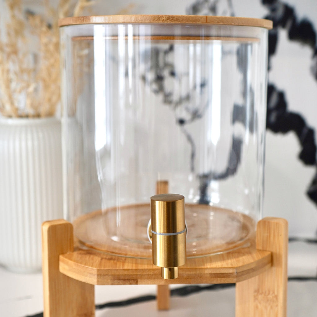 Glass Drink Dispenser with Stand for Entertaining and Serving - Alphamona