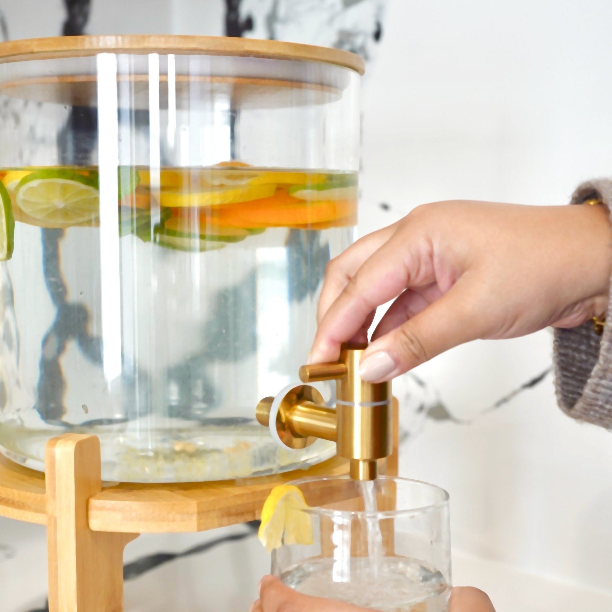 Glass Drink Dispenser with Stand for Entertaining and Serving - Alphamona