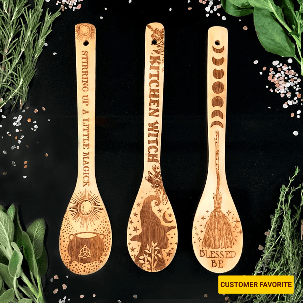 Witchy Bamboo Utensil Set - Eco-Friendly Kitchen Essentials - Alphamona