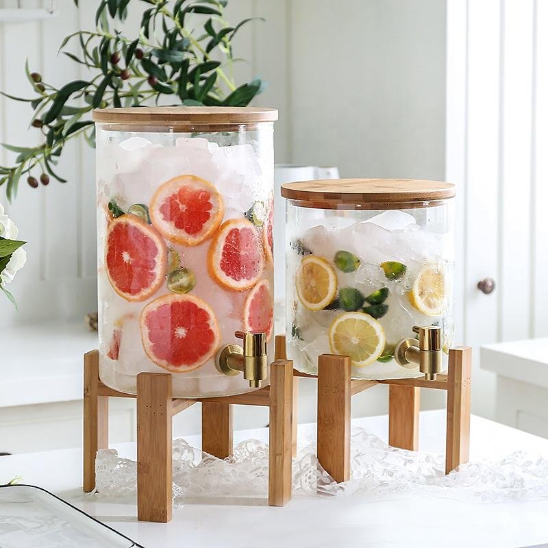 Glass Drink Dispenser with Stand for Entertaining and Serving - Alphamona