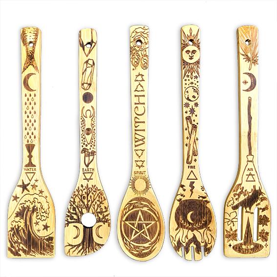 5 Elements Bamboo Kitchen Utensils Set for a Stylish Culinary Experience - Alphamona