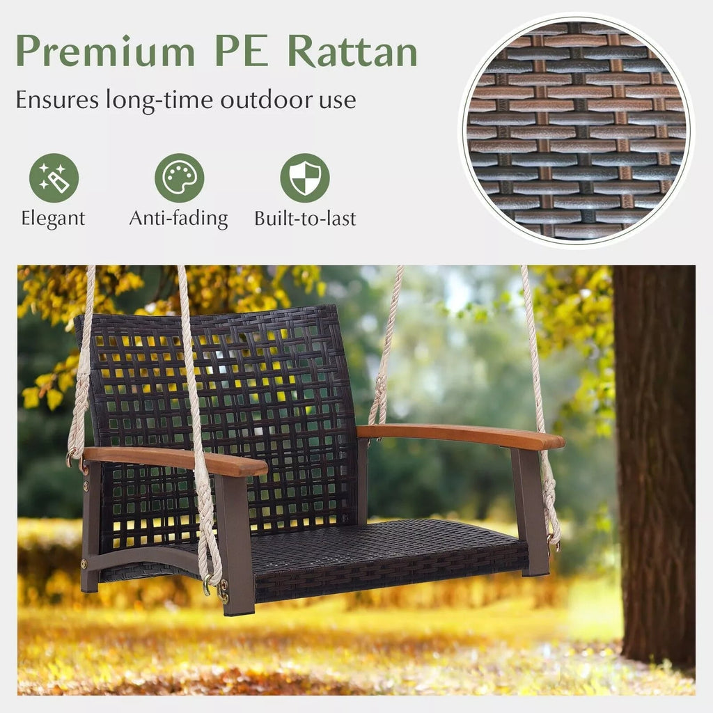 Bruce Outdoor Wooden Swing Chair for Relaxing Garden Moments - Alphamona