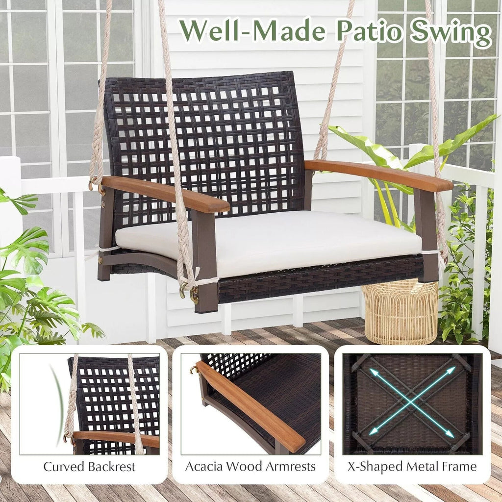 Bruce Outdoor Wooden Swing Chair for Relaxing Garden Moments - Alphamona