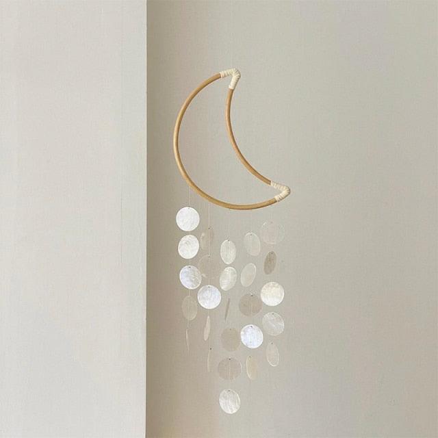 Shell Wind Chime Room Decoration Hanging Wind chime Outdoor Decoration, Bamboo Wind Chimes Unique Outdoor Handmade Chimes as Memorial Gift for Mom Family Wall Pendant Home Office